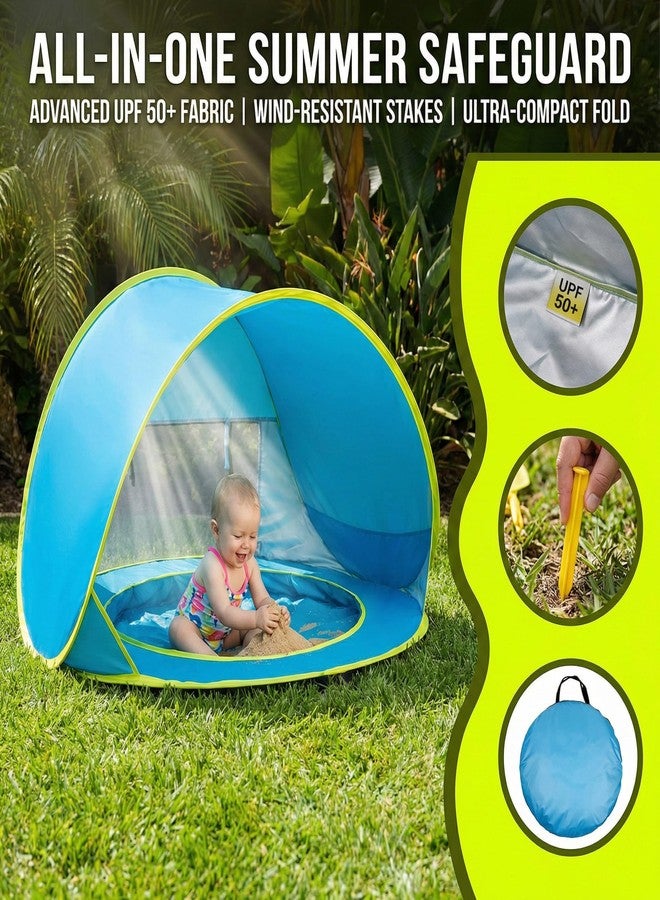 PARAROSE Outdoor Beach Tent with Built-in Kiddie Pool, UPF50+ Sun Shade Canopy, 190T Waterproof Nylon, Portable Cabana for 3-4 Person, Easy Pop Up with 4 Sturdy Poles, Beach Essentials for Family Travel - Image 3
