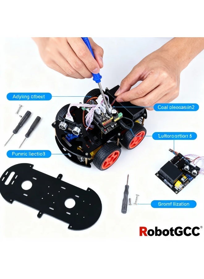 robotgcc Smart Obstacle Avoidance Robot Car Kit Arduino 4WD Robotics Coding STEM Education Platform with Ultrasonic and Infrared Sensors - Image 5