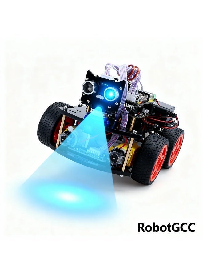 robotgcc Smart Obstacle Avoidance Robot Car Kit Arduino 4WD Robotics Coding STEM Education Platform with Ultrasonic and Infrared Sensors - Image 1