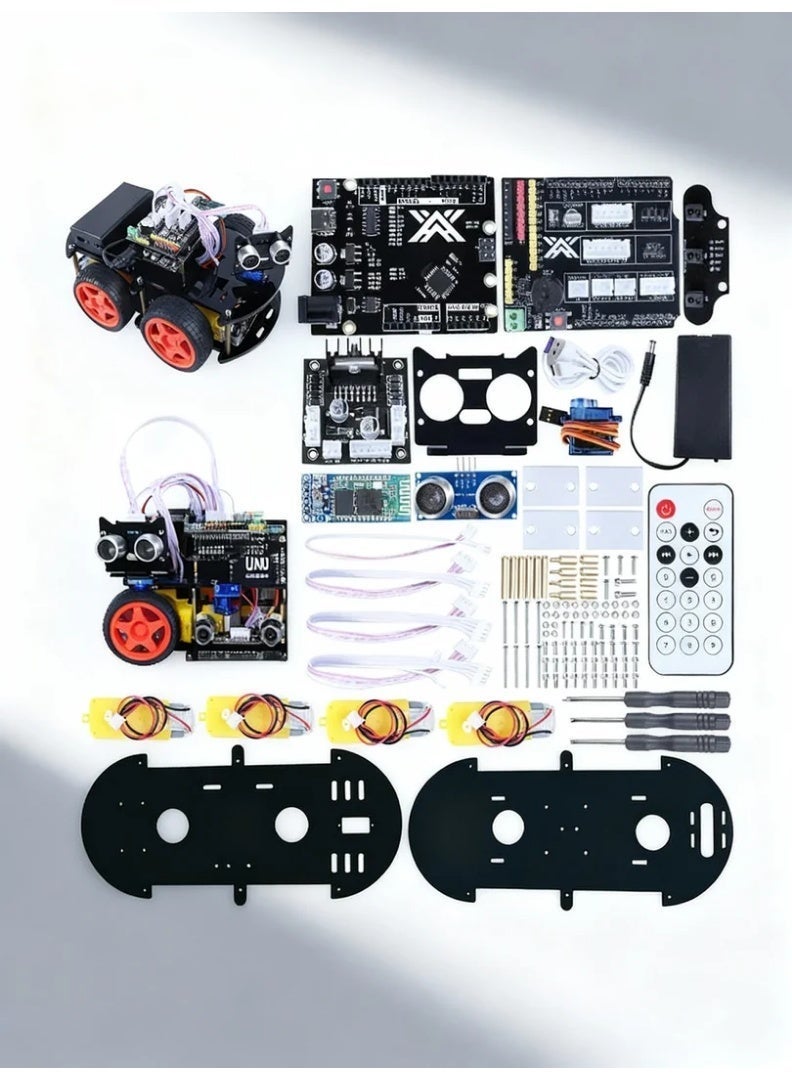 robotgcc Smart Obstacle Avoidance Robot Car Kit Arduino 4WD Robotics Coding STEM Education Platform with Ultrasonic and Infrared Sensors - Image 2