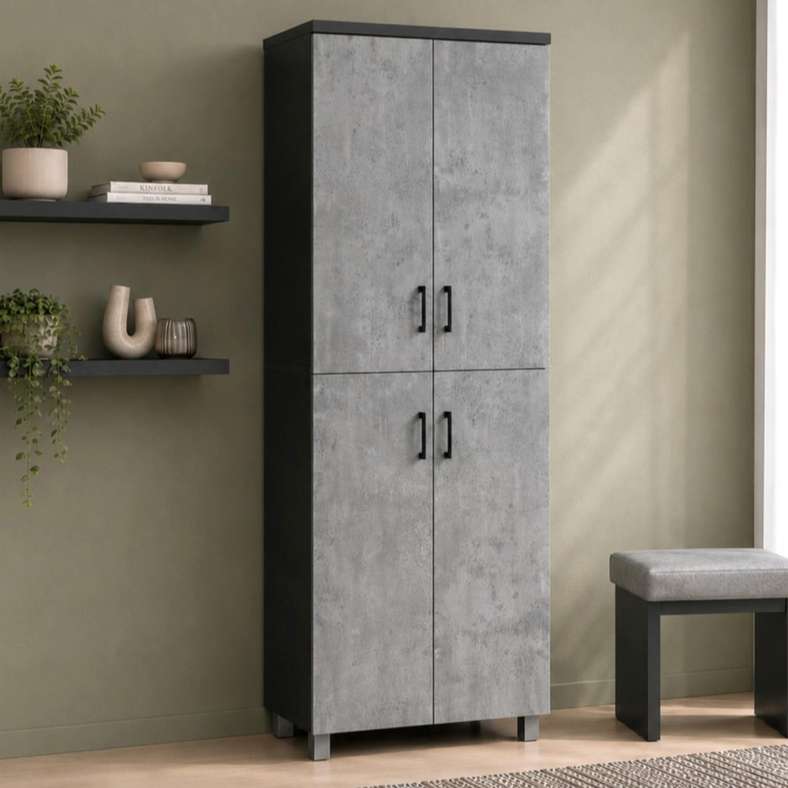 Pan Home WISEMAN SHOE RACK 24 PAIRS WITH 4 DOOR - BLACK & GREY - 043FHY2000111 - Image 1