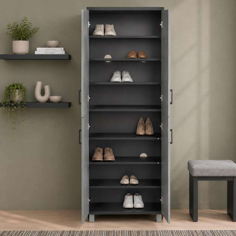 Pan Home WISEMAN SHOE RACK 24 PAIRS WITH 4 DOOR - BLACK & GREY - 043FHY2000111 - Image 3