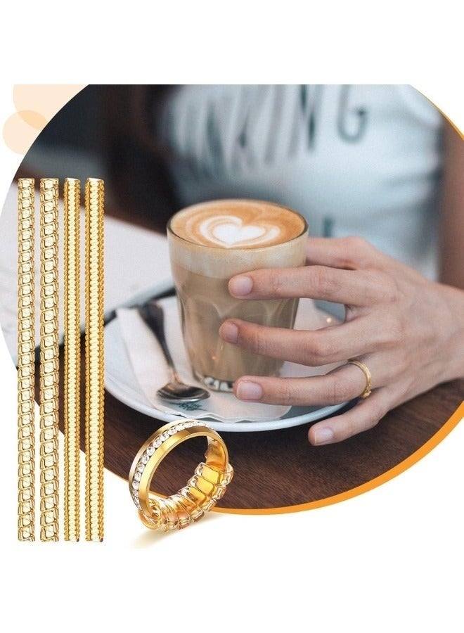 Gold Loose Ring Size Adjuster Set – 4 Pieces with 4 Sizes – Transparent Gold Silicone Anti-Slip Ring Guards for Secure Fit – Adjustable Tools to Resize Oversized Rings Without Permanent Alteration – Comfortable, Invisible, and Safe for Daily Wear – Perfect for Engagement, Wedding, and Everyday Rings for Women and Men - Image 3