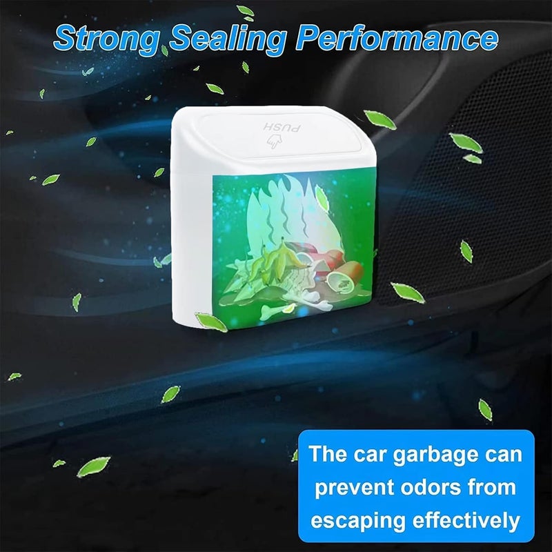 Tulsondai Mini Car Bin with Lid and 2 Trash Bags - White, Cute Car Accessory for Storage and Organization, Small Trash Can for Kitchen, Bedroom and Office - Image 5