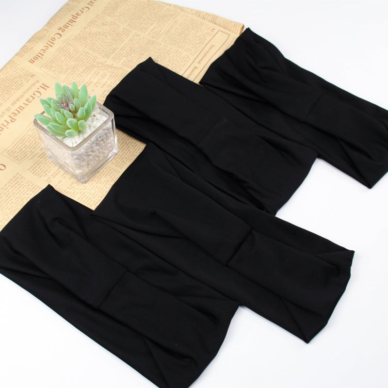 Carede Black 4 inches Wide Headbands for Women, Non Slip Workout Yoga Running Hair Bands Head Wrap Sweat Bands, Pack of 12 - Image 3