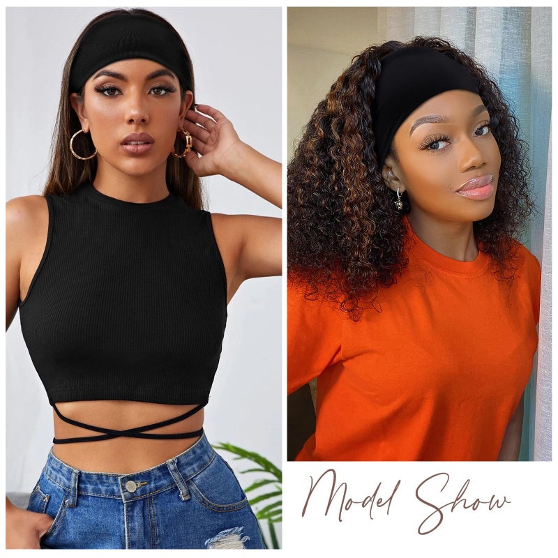 Carede Black 4 inches Wide Headbands for Women, Non Slip Workout Yoga Running Hair Bands Head Wrap Sweat Bands, Pack of 12 - Image 4