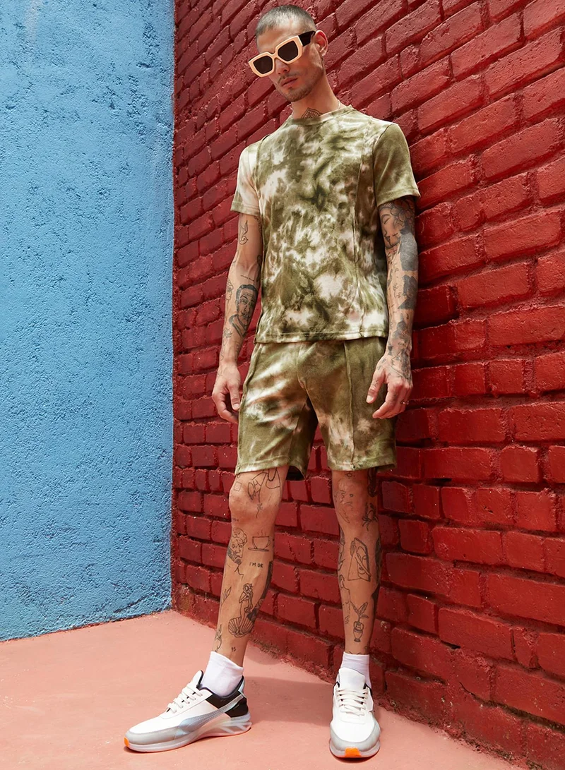 كامبوس سوترا Men's Navy Olive Contrast Tye-Dye Co-Ord Set