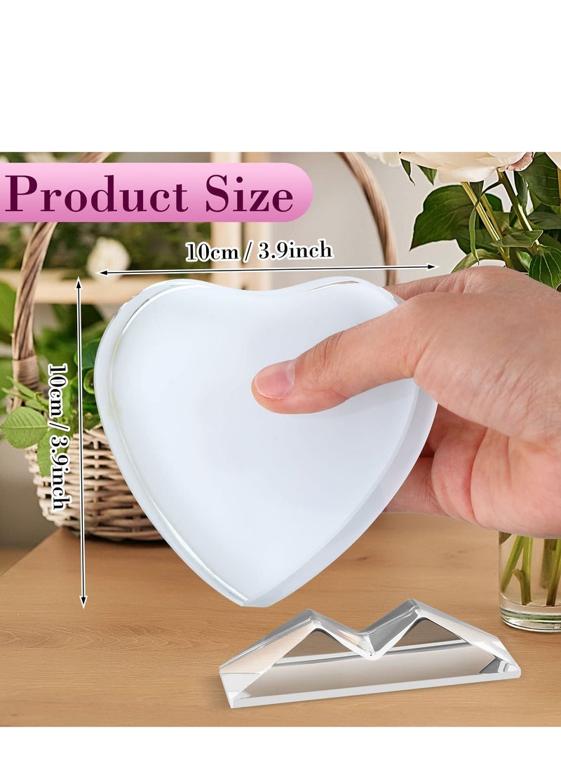 Excefore Sublimation Blanks Crystal Canvas Set,Decorative Heat Transfer Photo Frames for Custom Tabletop Creations (2 Pcs, Heart-Shaped, 3.94 x 3.94 x 0.71 Inch) - Image 4