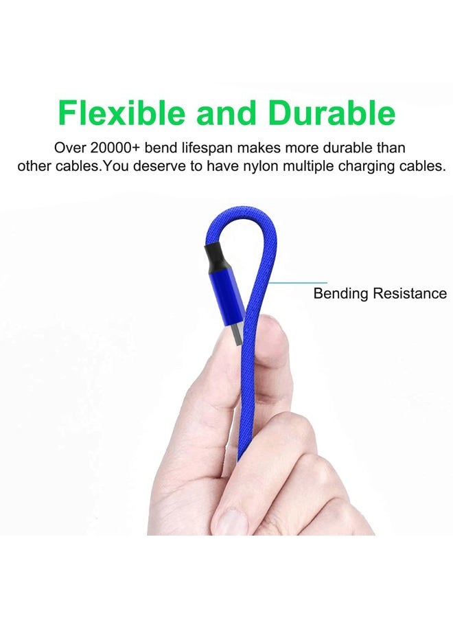 MTAKYI Multi 3 in 1 USB Long iPhone Charging Cable, 3M/10Ft Nylon Braided Universal Phone Charger Cord USB C/Micro USB/Lightning Connector Adapter for Android/Apple/Samsung/LG/Pixel/Huawei/XiaoMi(Blue) - Image 4