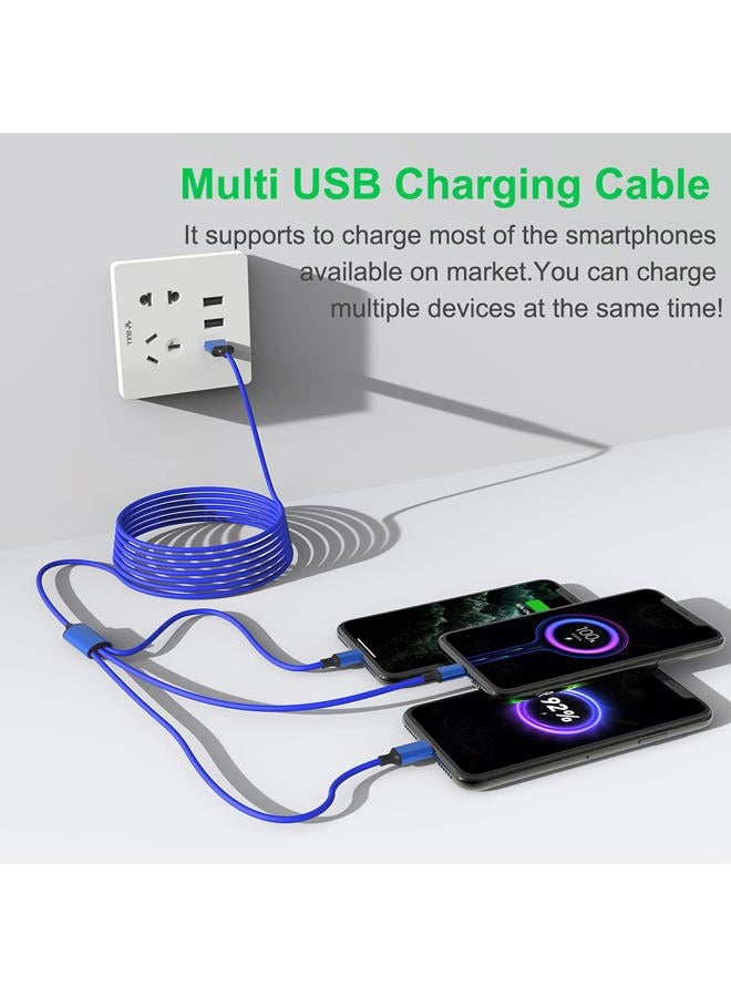 MTAKYI Multi 3 in 1 USB Long iPhone Charging Cable, 3M/10Ft Nylon Braided Universal Phone Charger Cord USB C/Micro USB/Lightning Connector Adapter for Android/Apple/Samsung/LG/Pixel/Huawei/XiaoMi(Blue) - Image 3