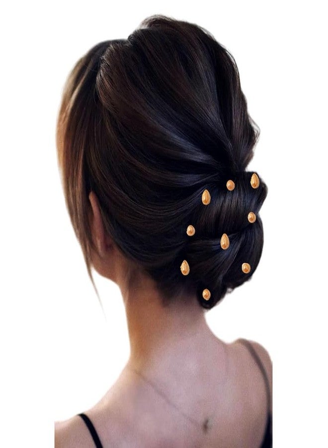 Hair Flare Ceramic Gold Stick-On Hair Stickers: 18 Round & 12 Drop Shapes, Easy DIY Hair Accessories Pack of 30_2862_Golden - Image 2