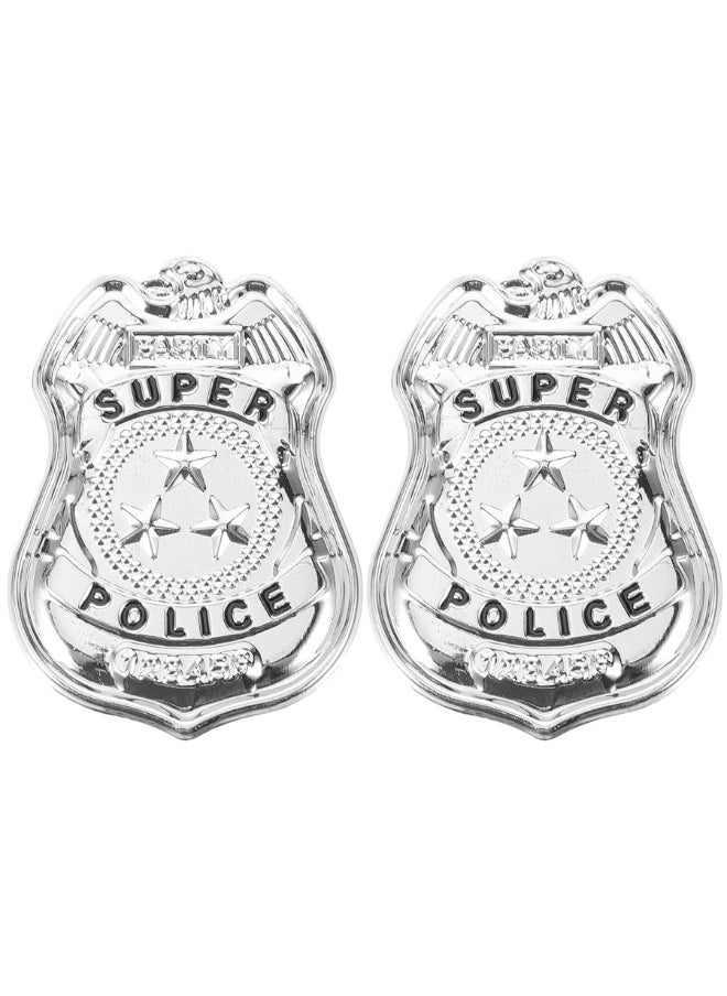 Yardwe - Yardwe 2Pcs Police Badge Halloween Cop Cosplay Costume Accessory Role Play Dress Up Prop for Birthday Party Favors Gifts - Image 1