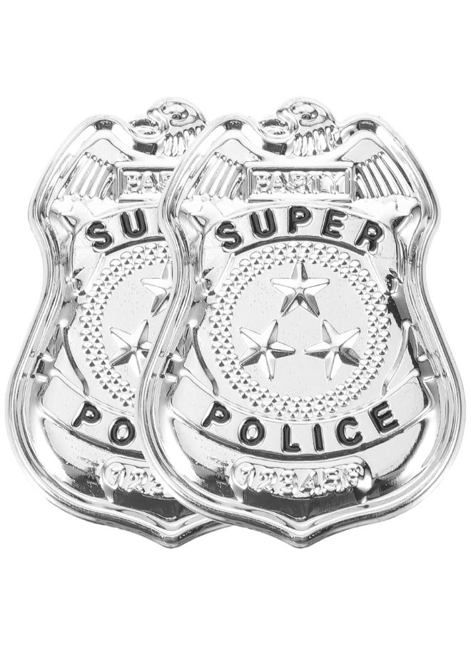 Yardwe - Yardwe 2Pcs Police Badge Halloween Cop Cosplay Costume Accessory Role Play Dress Up Prop for Birthday Party Favors Gifts - Image 1