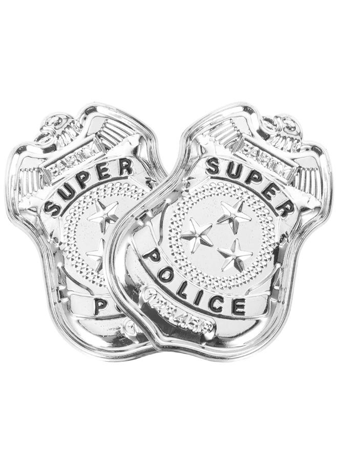 Yardwe - Yardwe 2Pcs Police Badge Halloween Cop Cosplay Costume Accessory Role Play Dress Up Prop for Birthday Party Favors Gifts - Image 1