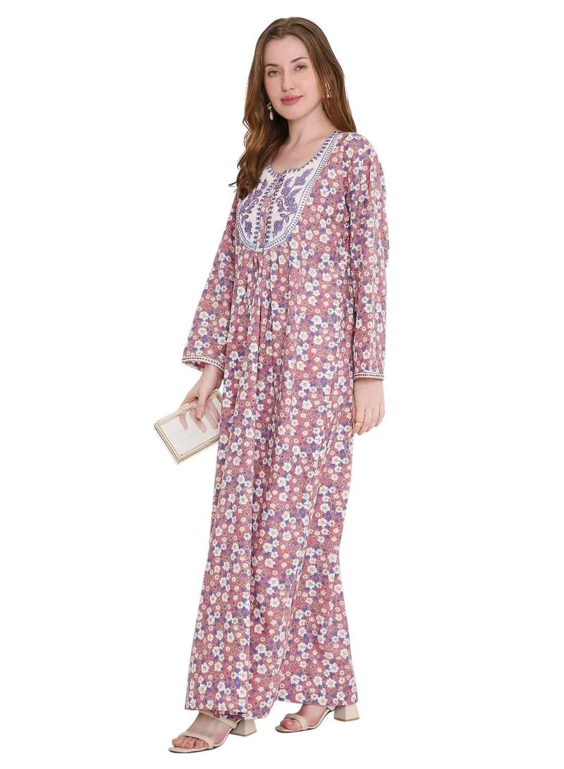 HANA & SARA refined long viscose farasha with stunning thread embroidery arabic kaftan jalabiya dress