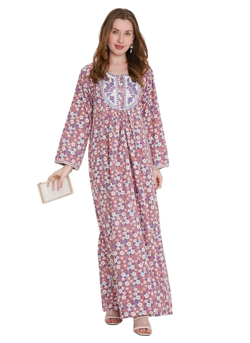 هانا آند سارا refined long viscose farasha with stunning thread embroidery arabic kaftan jalabiya dress