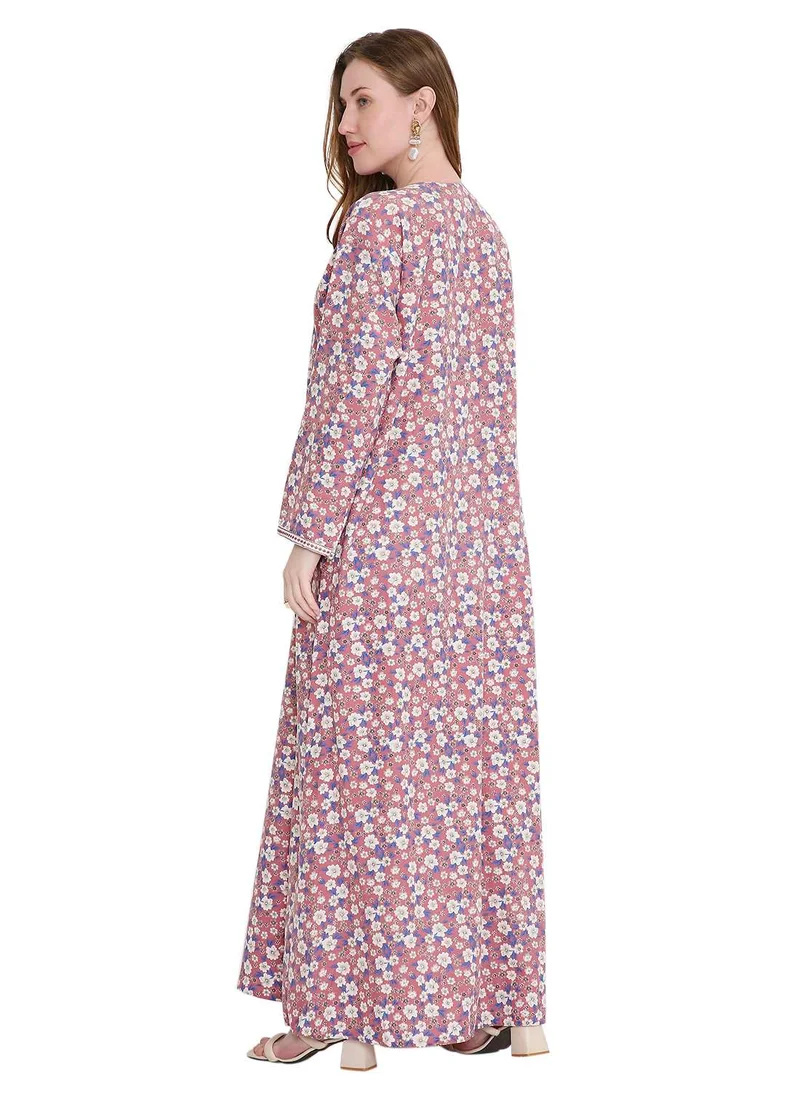 هانا آند سارا refined long viscose farasha with stunning thread embroidery arabic kaftan jalabiya dress