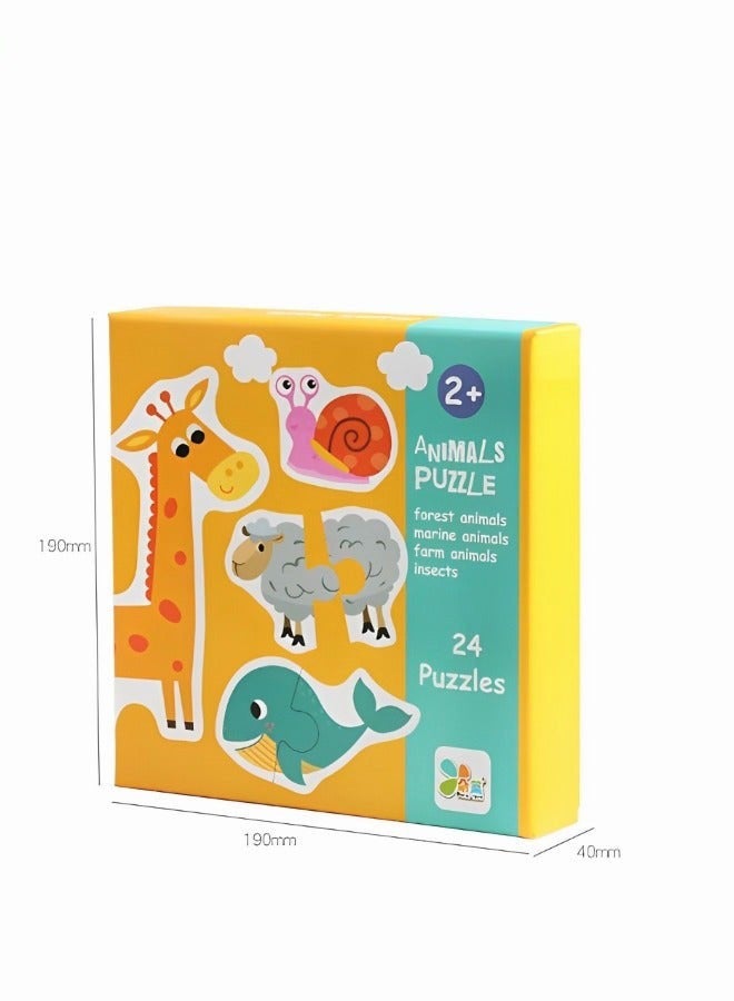 DURKU Set of 24 Wooden Animal Theme Puzzles for Children - Early Learning Montessori Educational Toys - Image 5