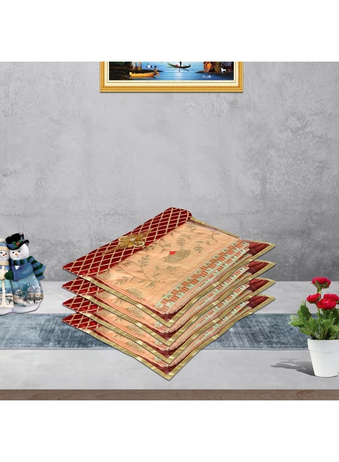 Kuber Industries Saree Cover | Clothes Storage Bag | Single Packing Saree with Velcro | Wardrobe Organizer | Cloth Stoarge Organizer | Check Jama Brooch-Design | Pack of 6 | Maroon - Image 5