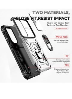 erorex Case For Samsung Galaxy S23+ 5G Sliding Camshield Holder Phone Case Silver  - Image 2