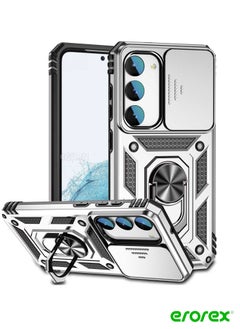 erorex Case For Samsung Galaxy S23+ 5G Sliding Camshield Holder Phone Case Silver  - Image 1