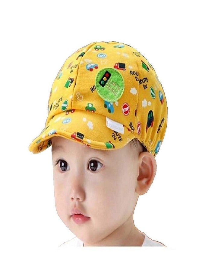 Ziory Cotton 1Pcs Yellow Baby Kid Boy Girl Snapback Cartoon Printing Toddler Infant Hat Little Car Baseball Beret Cap Baby Girls and Baby Boys (6-12 Months) - Image 1
