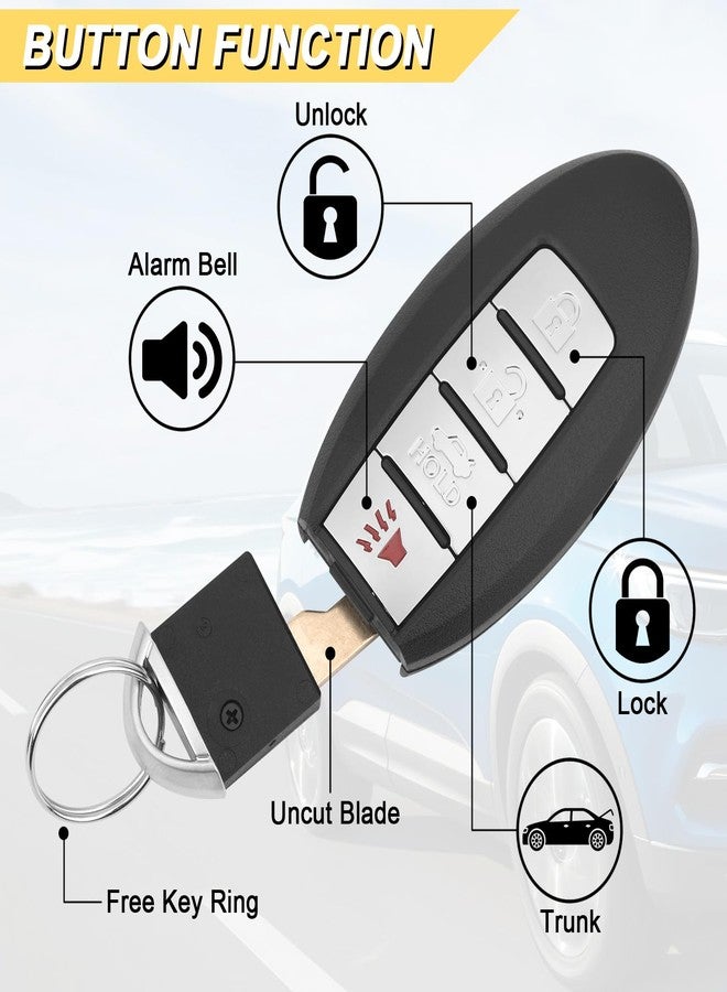 Vurkcy Key Fob Replacement for 2007-2012 Nissan Altima/ 09-14 Maxima & Murano/ 09-12 Infiniti FX35/ 08-13 G37/ 09-13 FX50/ 14-16 Q60 QX70/ 11-12 G25/ 07-08 G35, KR55WK48903 KR55WK49622,4 Buttons - Image 3