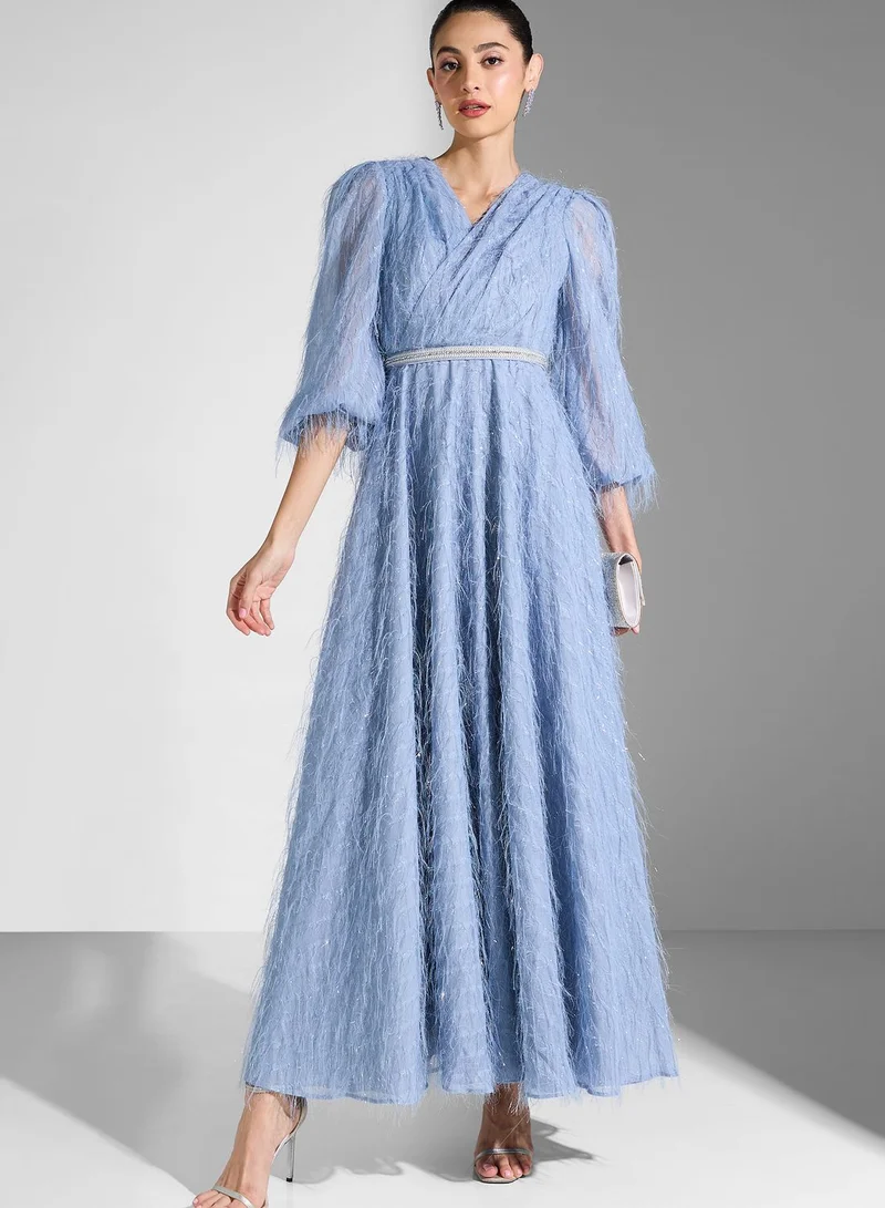 Fashion Trends by Suzy Matar Puff Sleeve Tiered Dress