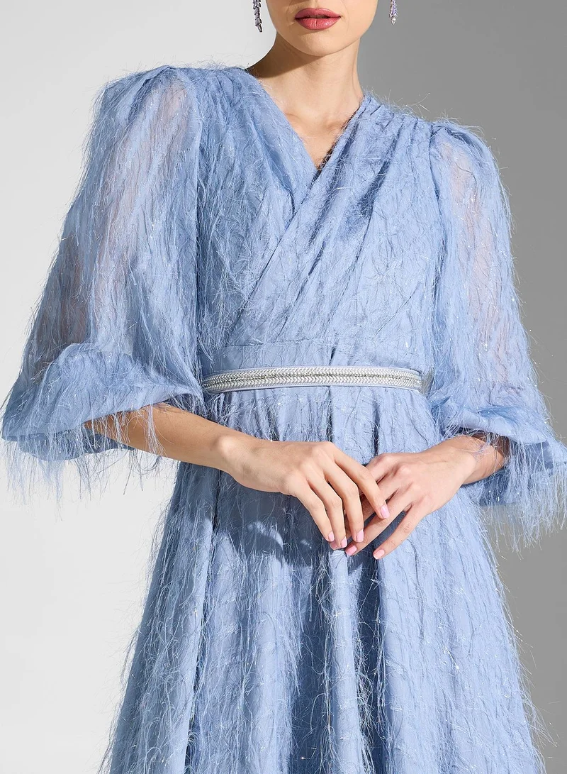 Fashion Trends by Suzy Matar Puff Sleeve Tiered Dress