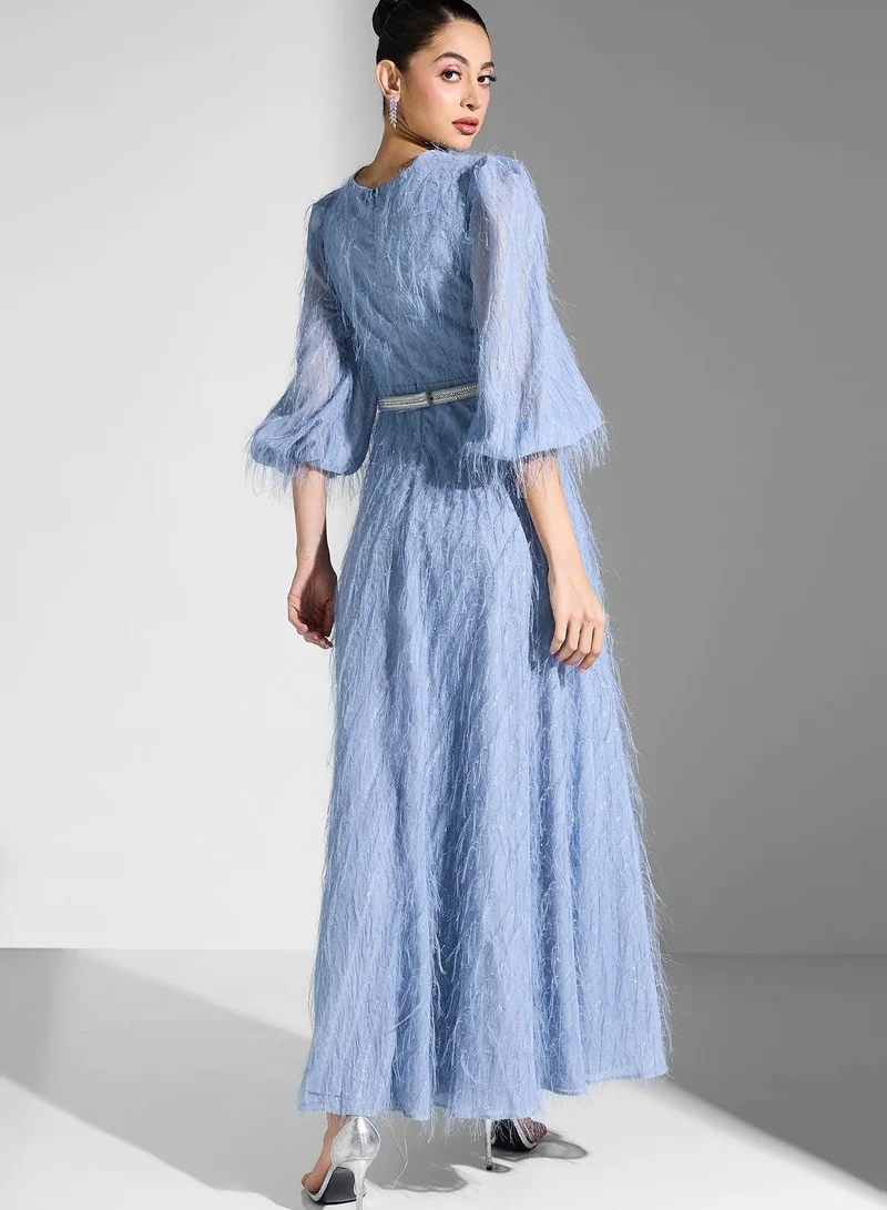 Fashion Trends by Suzy Matar Puff Sleeve Tiered Dress