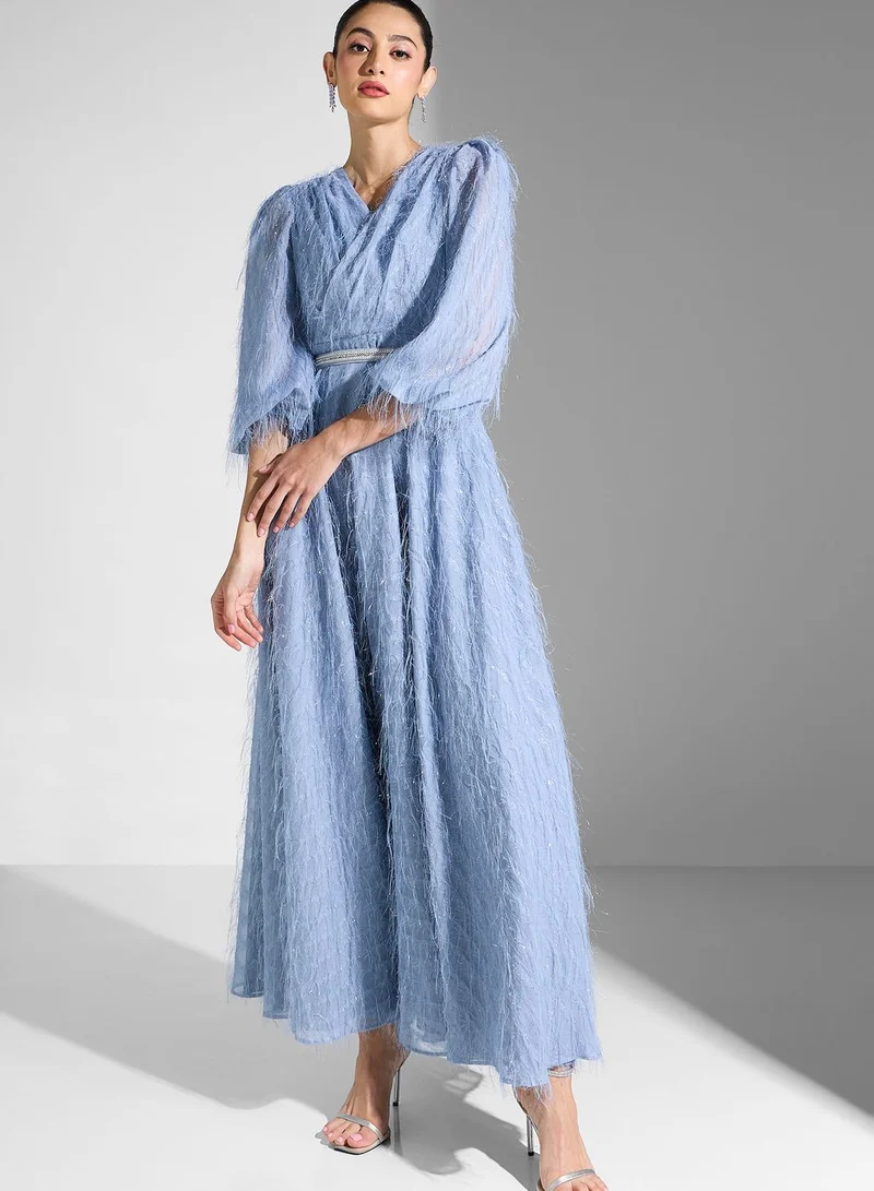 Fashion Trends by Suzy Matar Puff Sleeve Tiered Dress