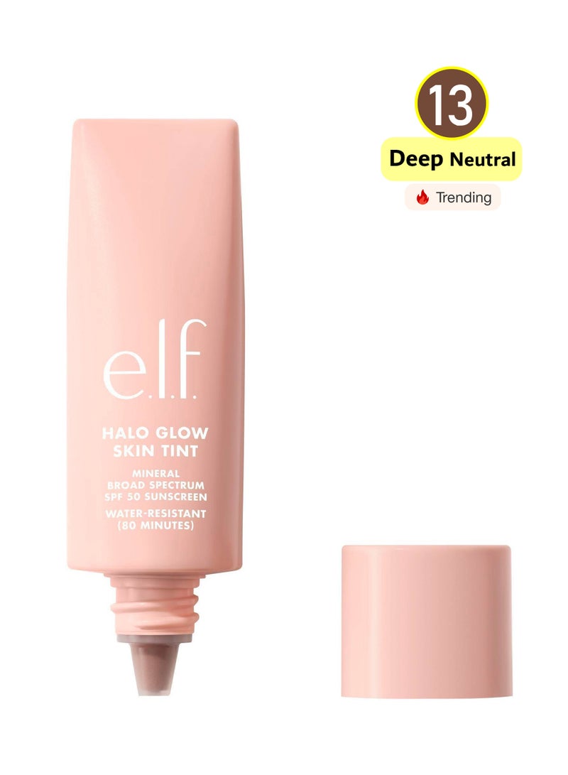 إلف كريم أساس هالو جلو بإشراقة ناعمة بتركيبة خفيفة التغطية - واقٍ شمسي معدني SPF 50 - درجة 13 داكن محايد - Image 1