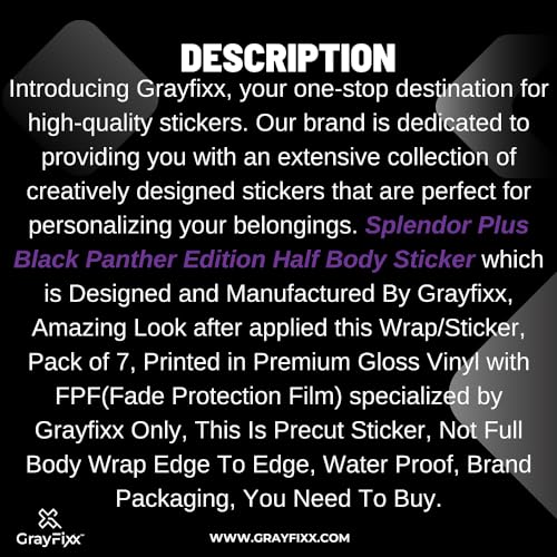 Grayfixx Black Panther Edition Sticker for Splendor Plus | Printed in Premium Vinyl with FPF(Fade Protection Film), Water Proof, Precut Sticker, Pack of 1 for Both Side - Image 4