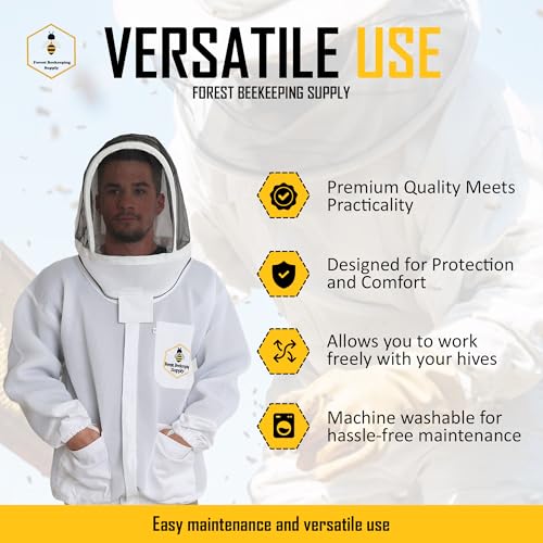 FOREST BEEKEEPING SUPPLY - Ventilated Bee Jacket with Fencing Veil Hood - Ultra Light Air Mesh Beekeeper Jacket (XL) - Image 2