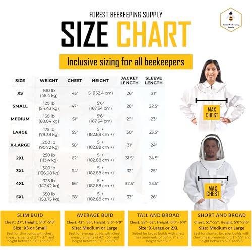 FOREST BEEKEEPING SUPPLY - Ventilated Bee Jacket with Fencing Veil Hood - Ultra Light Air Mesh Beekeeper Jacket (XL) - Image 4