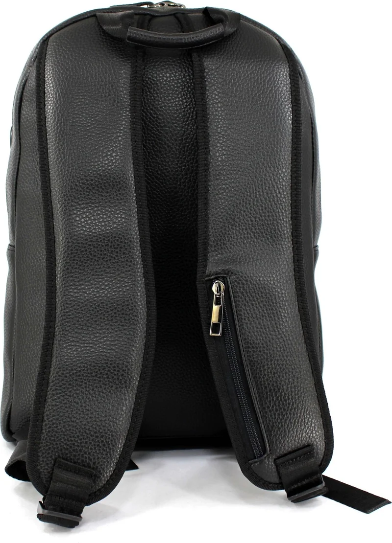 Derise Club Unisex Black Faux Leather School and Backpack with Headphone Output and 15 Inch Laptop Compartment