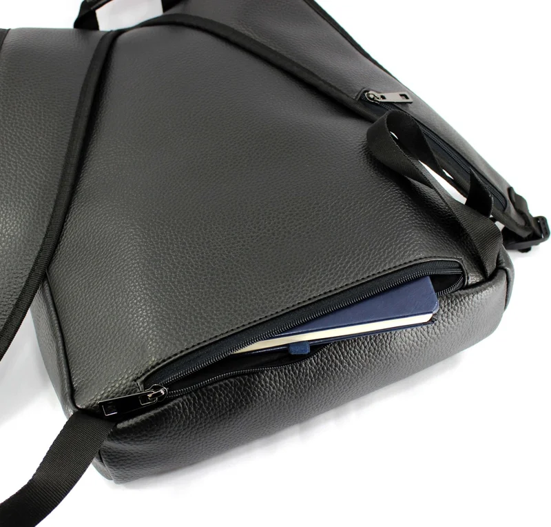 Derise Club Unisex Black Faux Leather School and Backpack with Headphone Output and 15 Inch Laptop Compartment