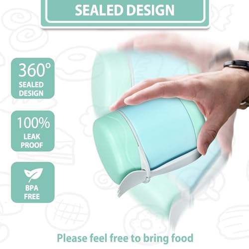 Howeemo 10oz Soup Thermo for Hot Food Kids,Lunch Thermo Kids Food Jar with Spoon Hot Insulated Food Containers,Leak Proof Stainless Steel Wide Mouth Lunch Food Thermo Jar for School(Mint-Green) - Image 5