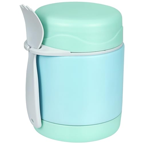 Howeemo 10oz Soup Thermo for Hot Food Kids,Lunch Thermo Kids Food Jar with Spoon Hot Insulated Food Containers,Leak Proof Stainless Steel Wide Mouth Lunch Food Thermo Jar for School(Mint-Green) - Image 1