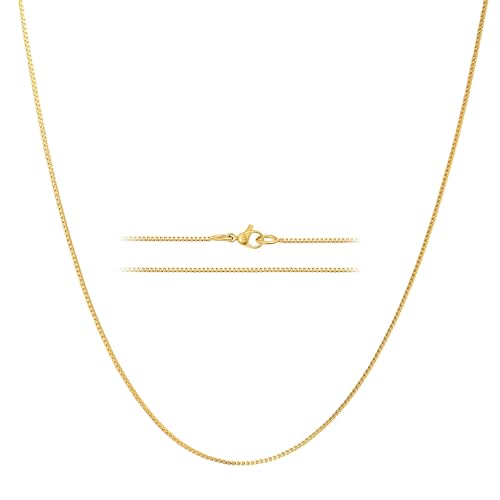 KISPER 24k Gold Box Chain Necklace – Thin, Dainty, Gold Plated Stainless Steel Jewelry for Women with Lobster Clasp, 24" - Image 1