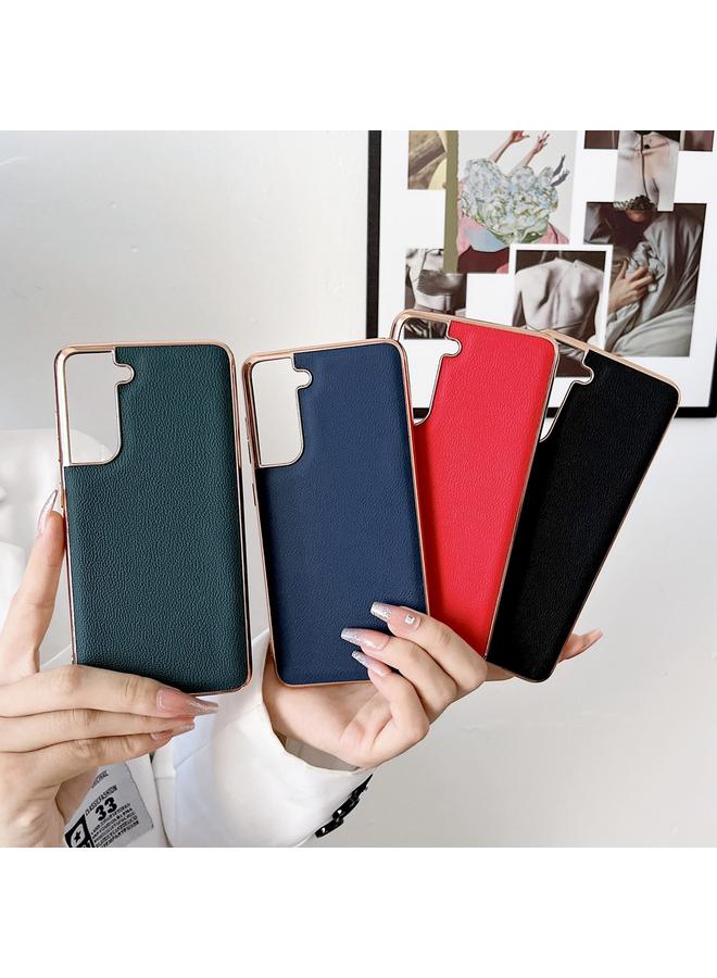 erorex Case For Samsung Galaxy S21 5G Genuine Leather Luolai Series Nano Electroplating Phone Case - Image 3
