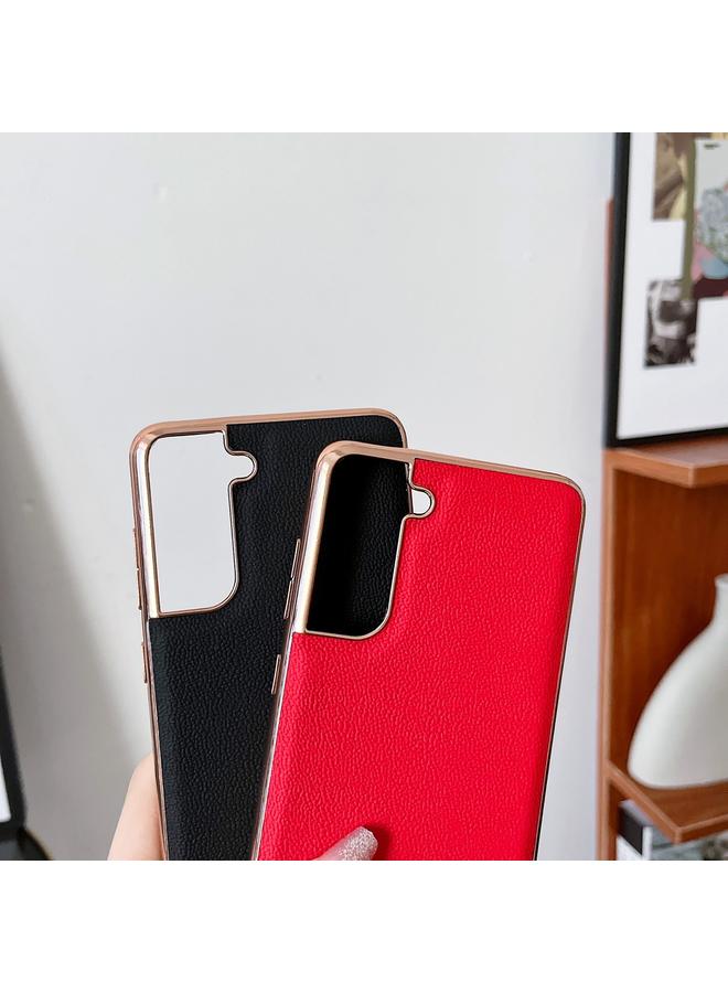 erorex Case For Samsung Galaxy S21 5G Genuine Leather Luolai Series Nano Electroplating Phone Case - Image 5