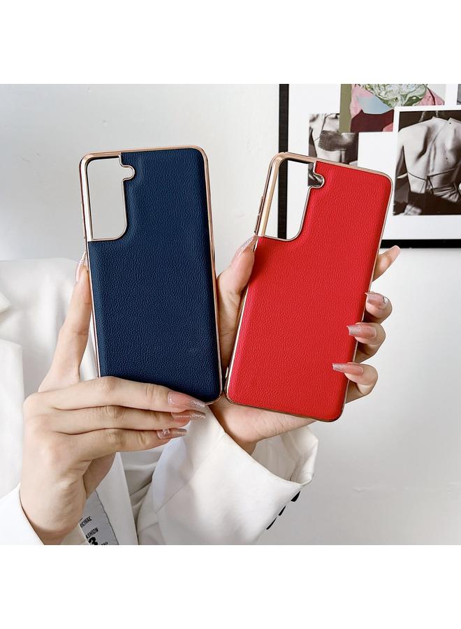 erorex Case For Samsung Galaxy S21 5G Genuine Leather Luolai Series Nano Electroplating Phone Case - Image 4