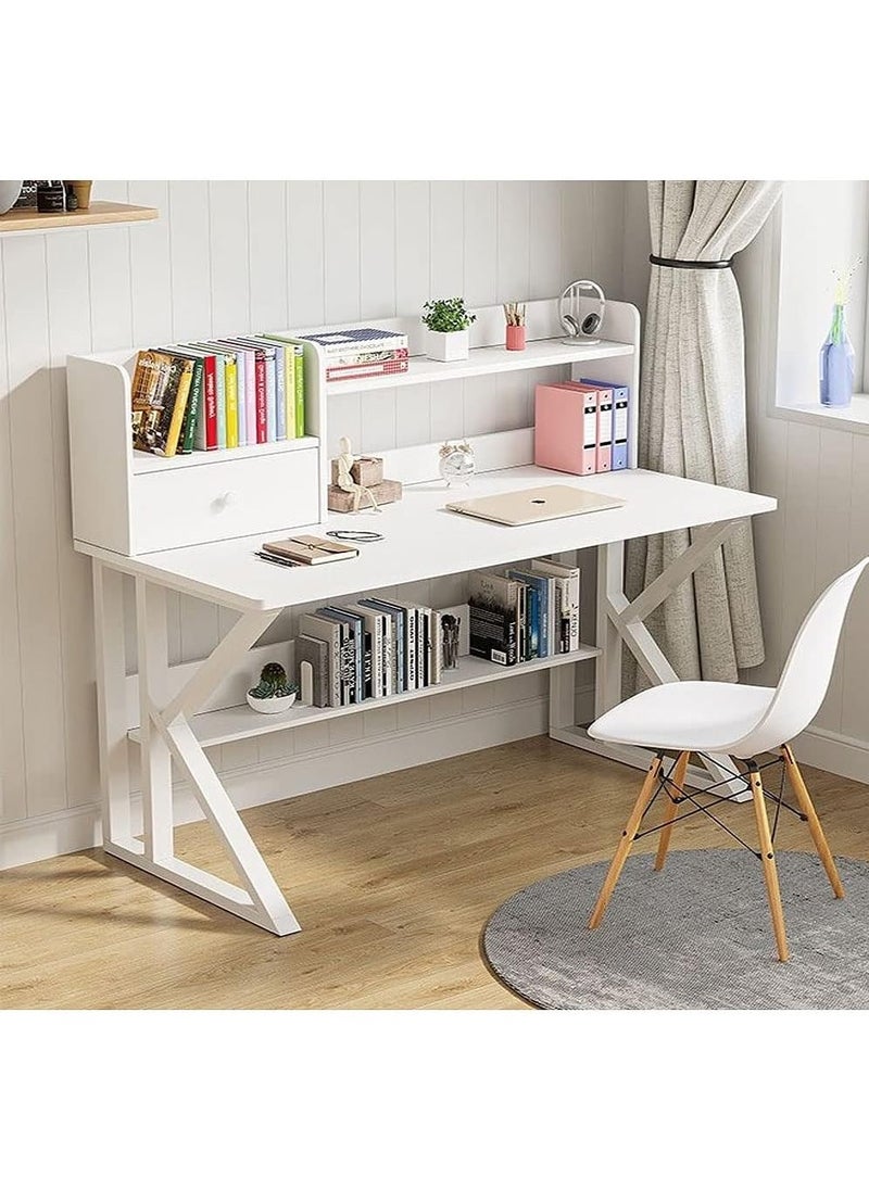 DubaiGallery Computer Desk with Storage Shelves, Modern Simple Style Writing Study Workstation PC Desk Workstation for Home Office  - Image 1