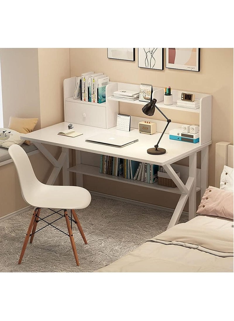 DubaiGallery Computer Desk with Storage Shelves, Modern Simple Style Writing Study Workstation PC Desk Workstation for Home Office  - Image 2