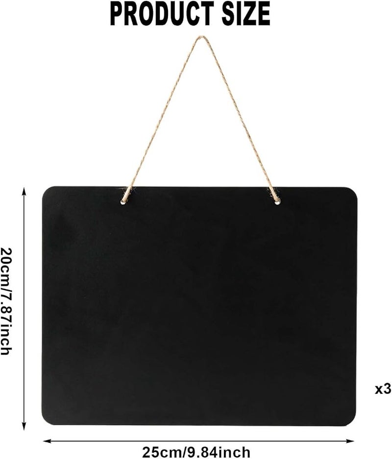 Shengxi Hanging Chalk Board Signs 3 Pack, Small Chalk Board Signs 25 X 20 cm Double Sided Erasable Small Blackboards with Jute String, Wooden Chalkboard for Wall Kitchen Wedding Party and Garden Decor - Image 3