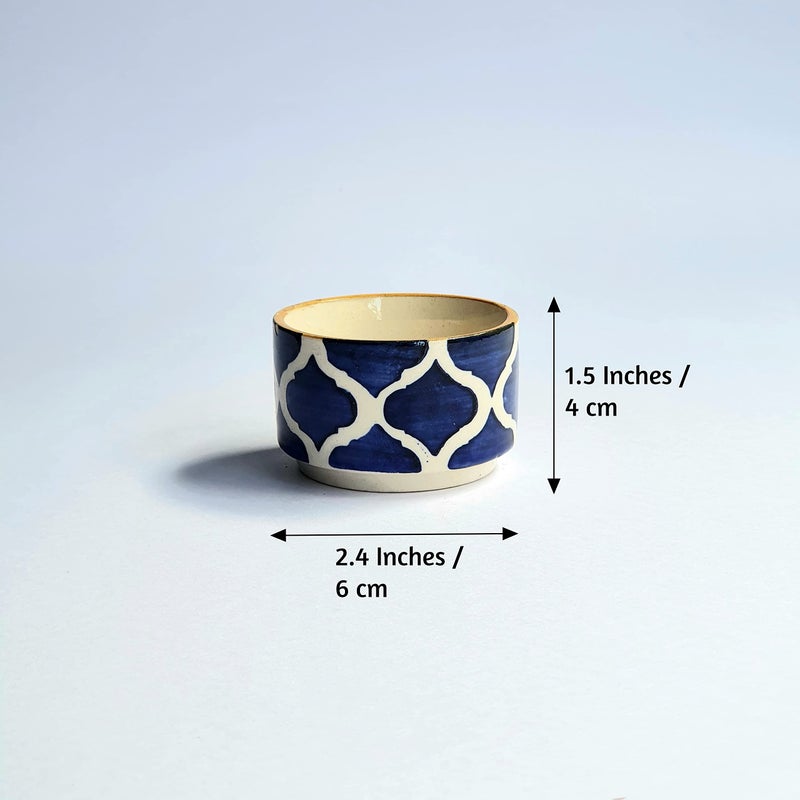 BACKKSPACE RETAIL Ceramic Dip Bowls - Set of 6 | for Serving Dips Sauce Chutney Pickle | Mini Katori - 50ml (Blue) - Image 4