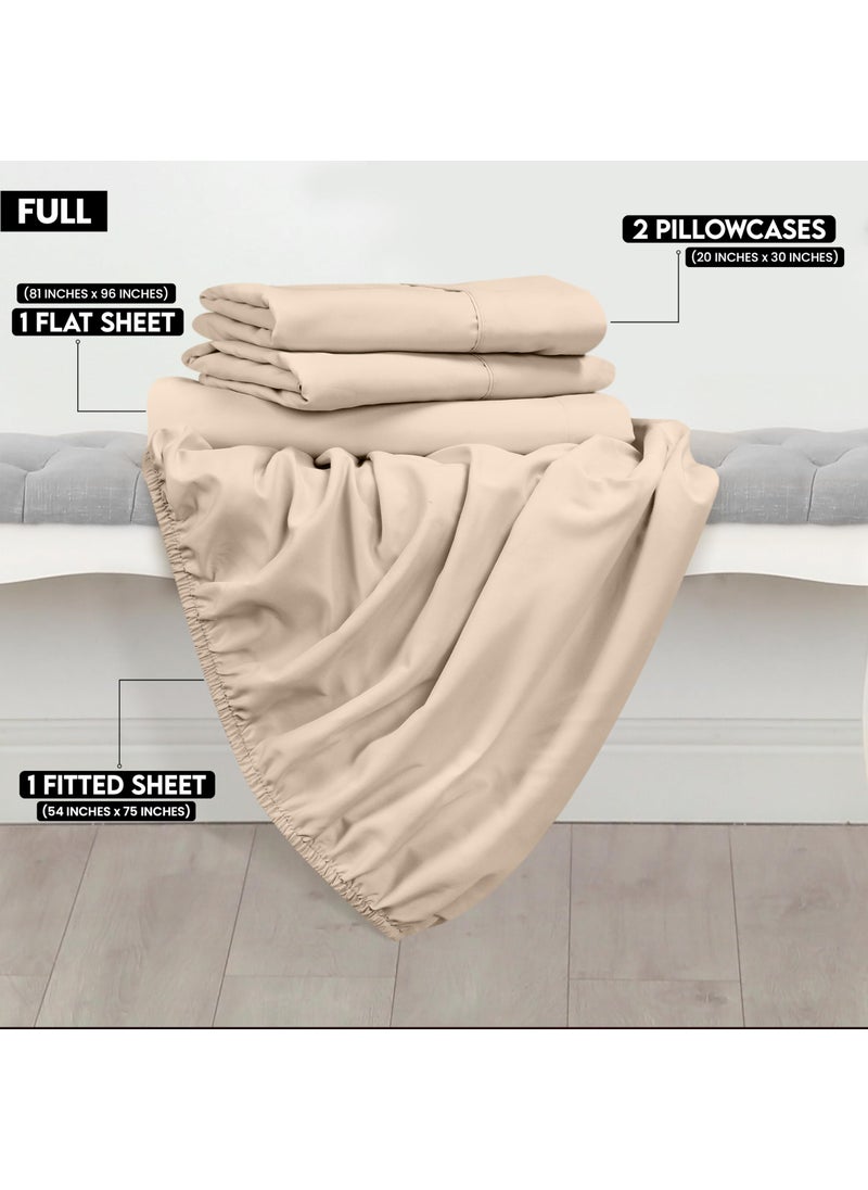 Utopia Bedding Utopia Bedding Full Sheet Set - Brushed Microfiber - Soft Bed Sheets for Full Size Bed - Luxury Bedding Sheets with Fitted Sheet  Flat Sheet & 2 Pillow Cases - Deep Pocket (Beige)  - Image 2