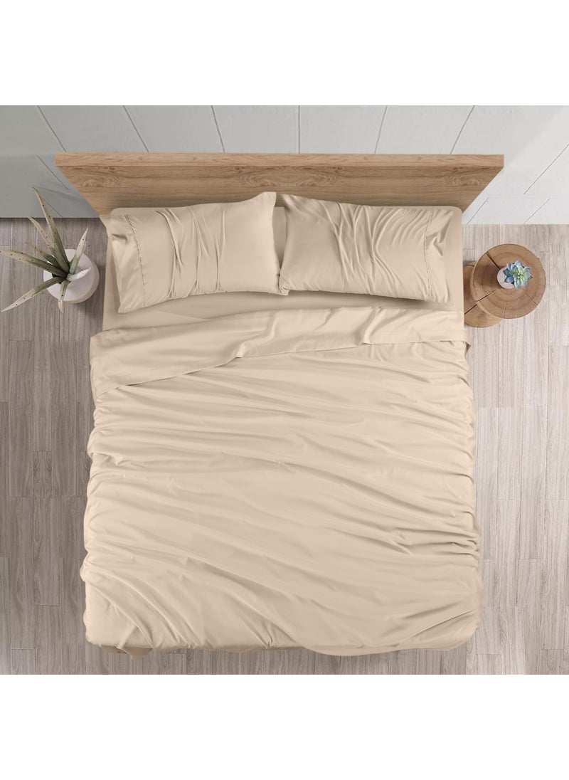 Utopia Bedding Utopia Bedding Full Sheet Set - Brushed Microfiber - Soft Bed Sheets for Full Size Bed - Luxury Bedding Sheets with Fitted Sheet  Flat Sheet & 2 Pillow Cases - Deep Pocket (Beige)  - Image 3