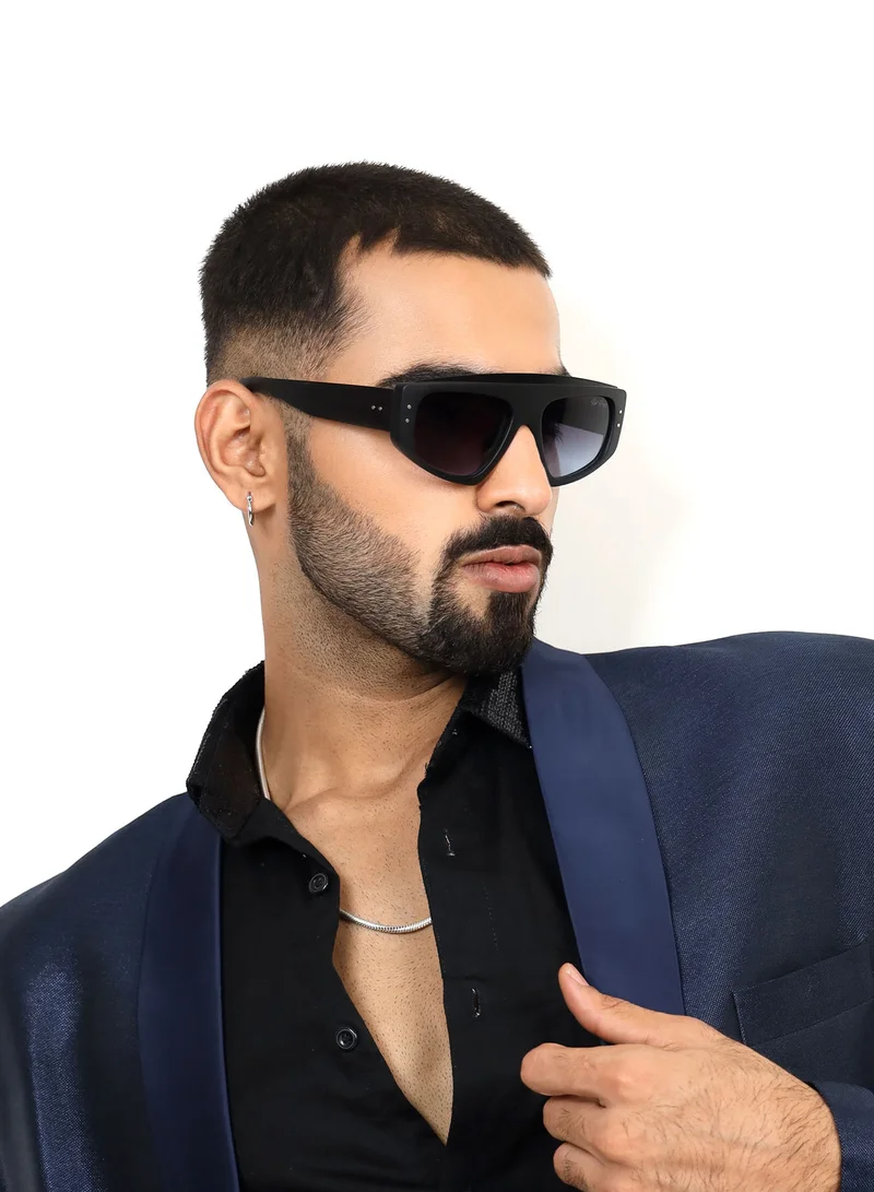 Woggles  Stylish Black Matte Rectangle Sunglasses| 100% UV Protected| Men & Women  | Best Price UAE